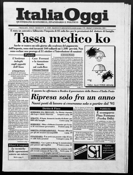 Italia oggi : quotidiano di economia finanza e politica